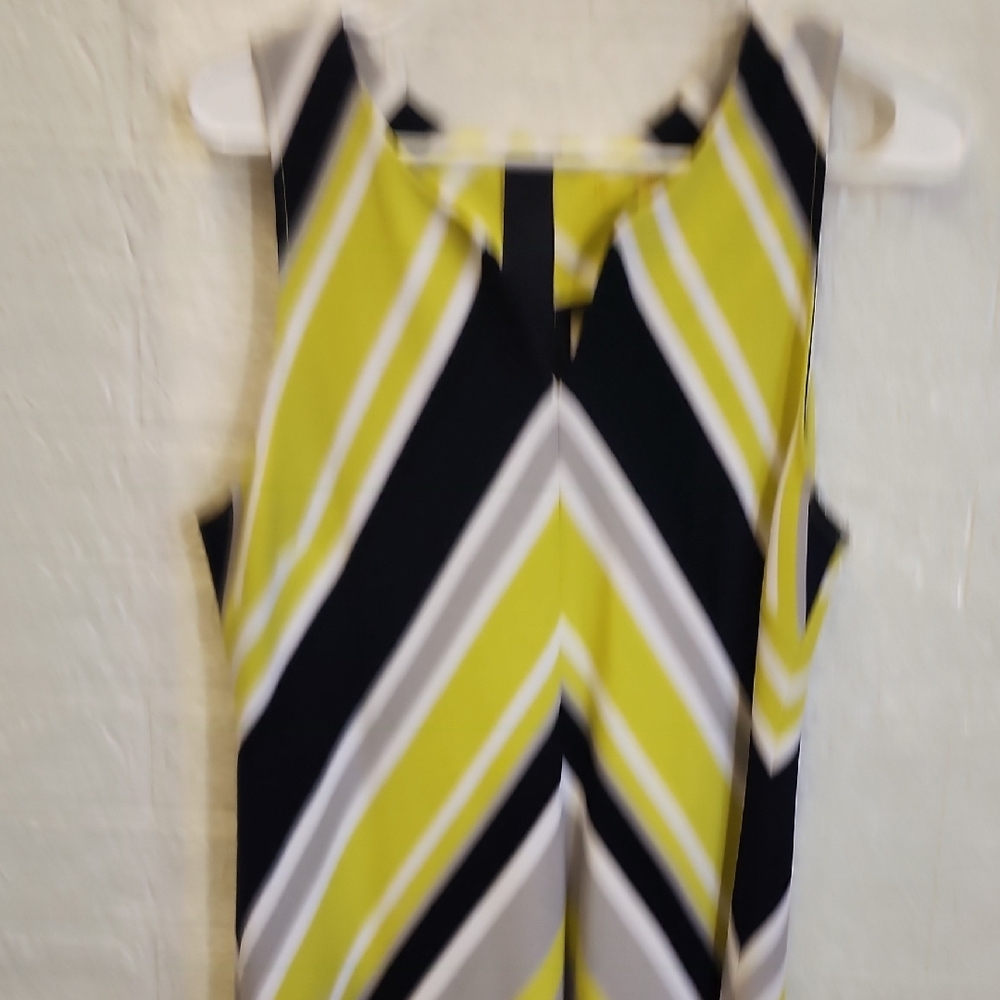 Milly Lime, Black & Cream Chevron Midi Dress - Picture 4 of 10